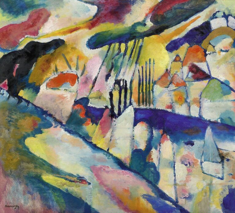 Wassily Kandinsky malte einen Regenhimmel, in dem die ganze Sehnsucht und Enttäuschung des Menschen über ihn Platz gefunden hat. All sein Licht, all sein Schatten, die Gewalt, die er in sich trägt, und die Geborgenheit, die er sein kann