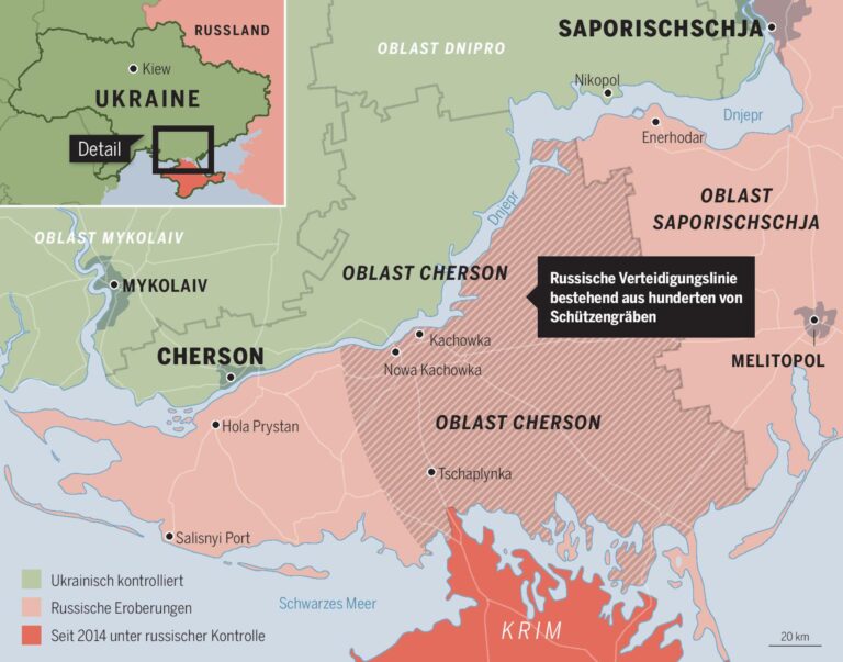 «Sie nennen uns Kollaborateure»: Nach ihrem Abzug aus Cherson bauen Putins Truppen eine neue Front entlang des Dnjepr auf. In der Bevölkerung kommt es zu Racheaktionen. Impressionen von der russischen Seite