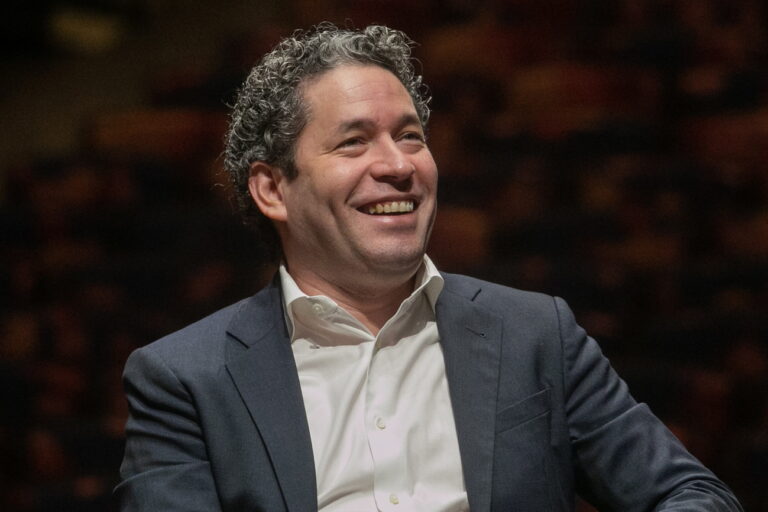 epa10480726 Gustavo Dudamel speaks during a press conference to introduce him as the New York Philharmonic's 27th Music and Artistic Director at the Lincoln Center in New York, USA, 20 February 2023. The New York Philharmonic announced that the 42-year-old Venezuelan conductor Gustavo Dudamel will become the Orchestra's next Music Director, for a five-year term beginning in the 2026–27 season, succeeding Jaap van Zweden. EPA/SARAH YENESEL