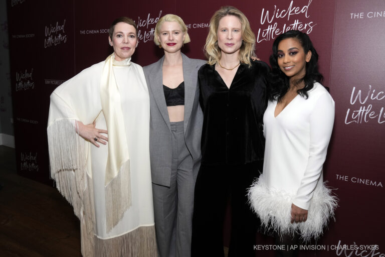 Olivia Colman, from left, Jessie Buckley, Thea Sharrock and Anjana Vasan attend a 