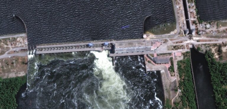 Critical dam on the Dnipro River destroyed near Kherson, southern Ukraine