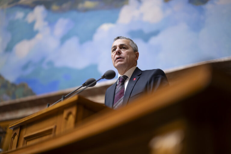 Bundesrat Ignazio Cassis spricht waehrend der Wintersession der Eidgenoessischen Raete, am Donnerstag, 12. Dezember 2024 im Nationalrat in Bern. (KEYSTONE/Anthony Anex)