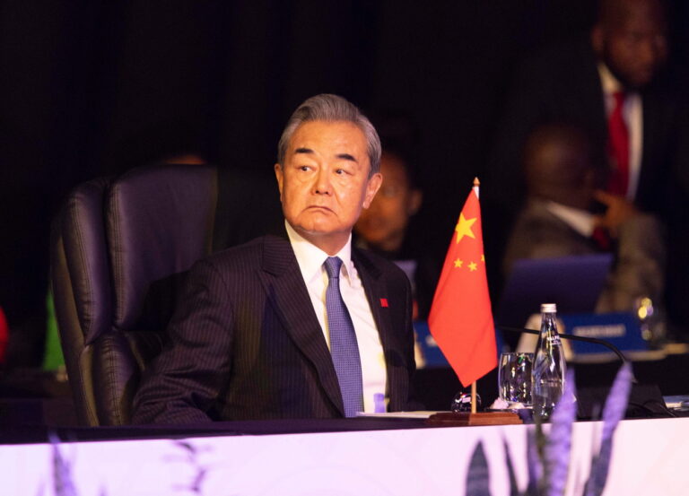 epa11910195 China Foreign Minister Wang Yi attends the G20 Foreign Ministers meeting at Nasrec Expo Centre, Johannesburg, South Africa, 20 February 2025. The meeting of the G20 Foreign Ministers leads up to the The G20 Summit in November 2025 in Johannesburg that will bring together leaders from 55 nations and organizations. EPA/KIM LUDBROOK