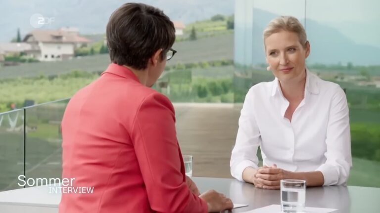 Skandal-Interview: AfD-Chefin Alice Weidel kommt im ZDF-Sommergespräch fast nicht zu Wort und wird häufiger unterbrochen als ihre Gegner